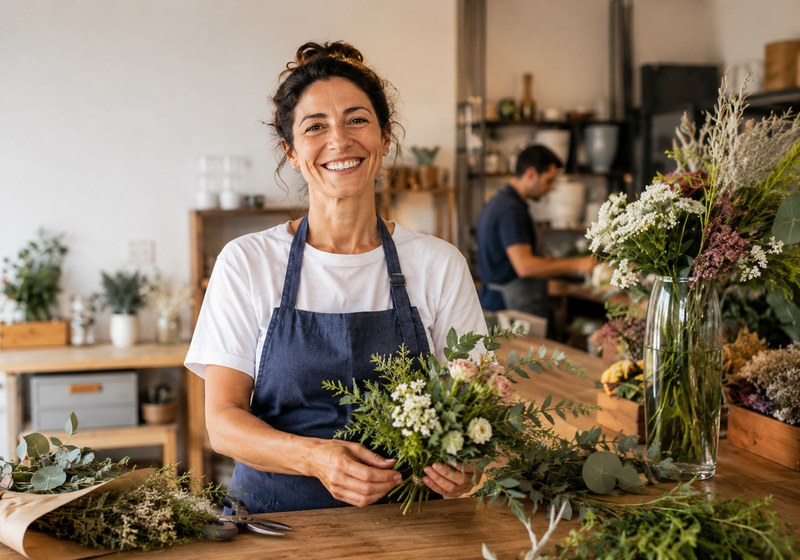 Emprendedora trabajando en su pequeño negocio