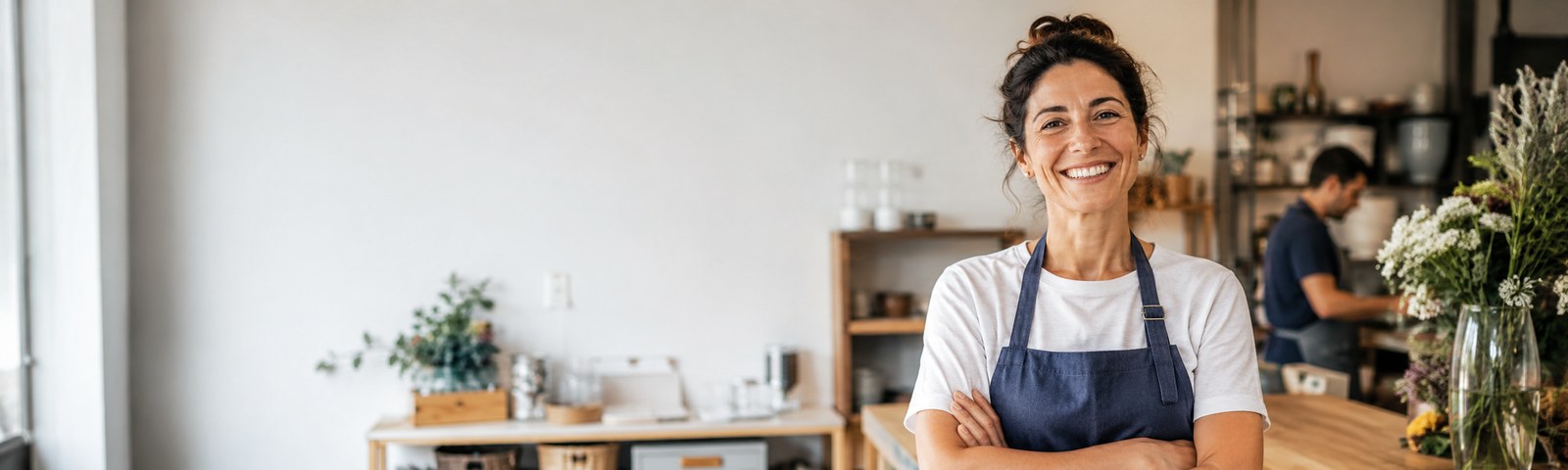 Emprendedora en su pequeño negocio